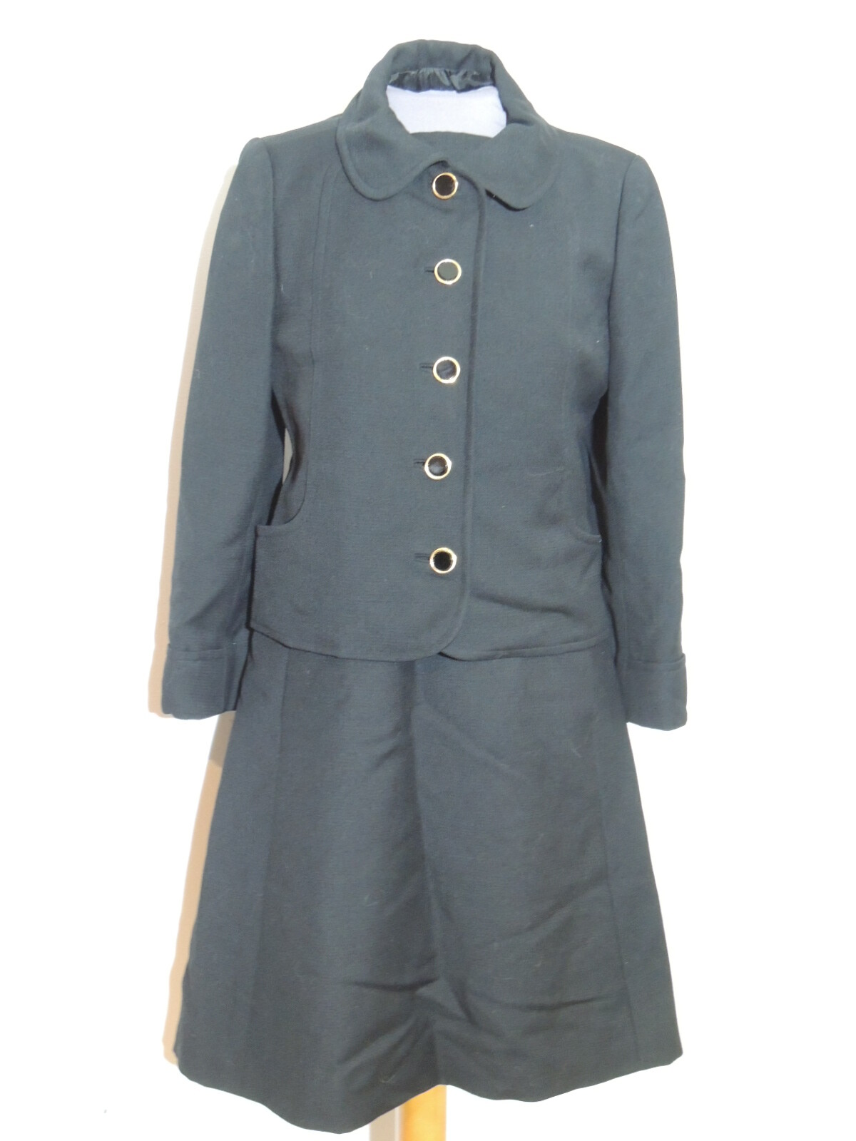 1960’s Originala Black Wool blend Dress w Jacket MED