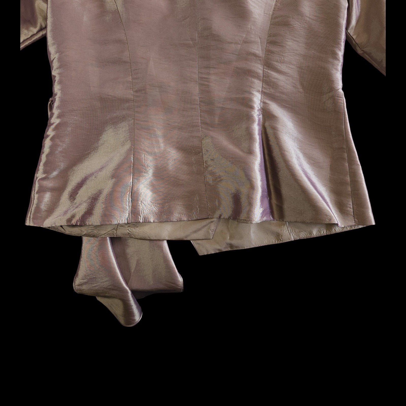 Vintage Alex Evenings Iridescent Taupe Purple Taffeta Wrap Blouse Top Size Small