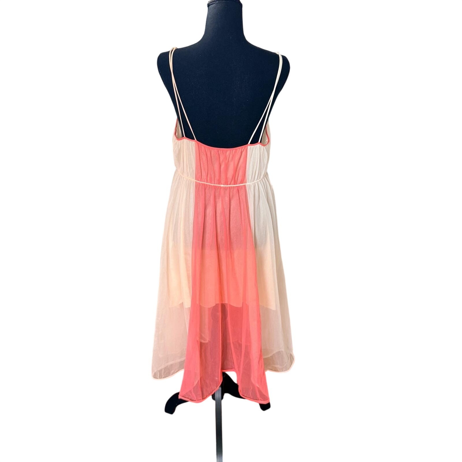 VTG 1950’s Original Vanity Fair Coral/Light Pink Sheer Nylon Size 36 Night Gown