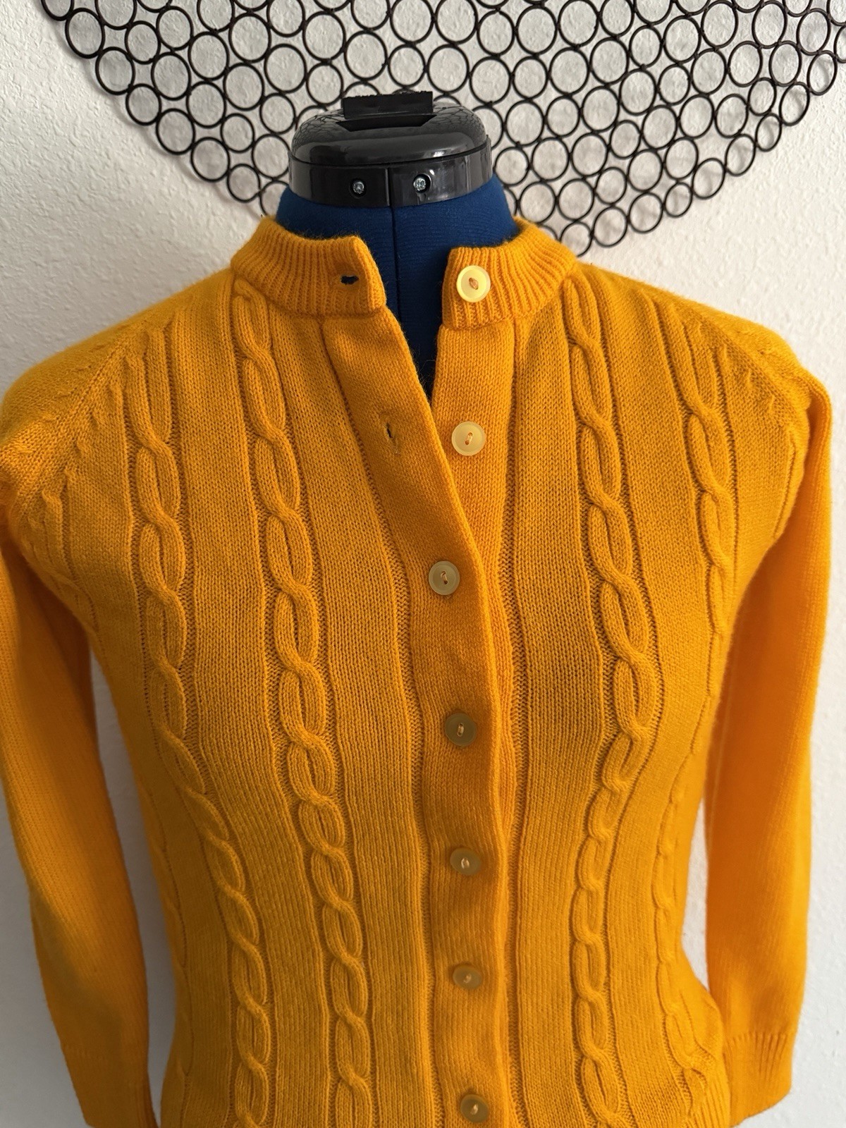 Women’s Vtg 70’s 80’s Cardigan Gold / Yellow Size Small Sweater Uniform