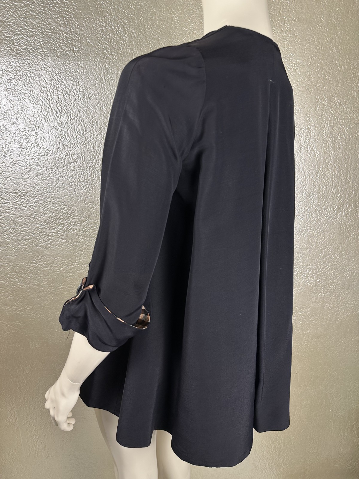Vintage 1940’s Handmade Black Satin Rayon Jacket Lightweight ¾” Sleeve Petite