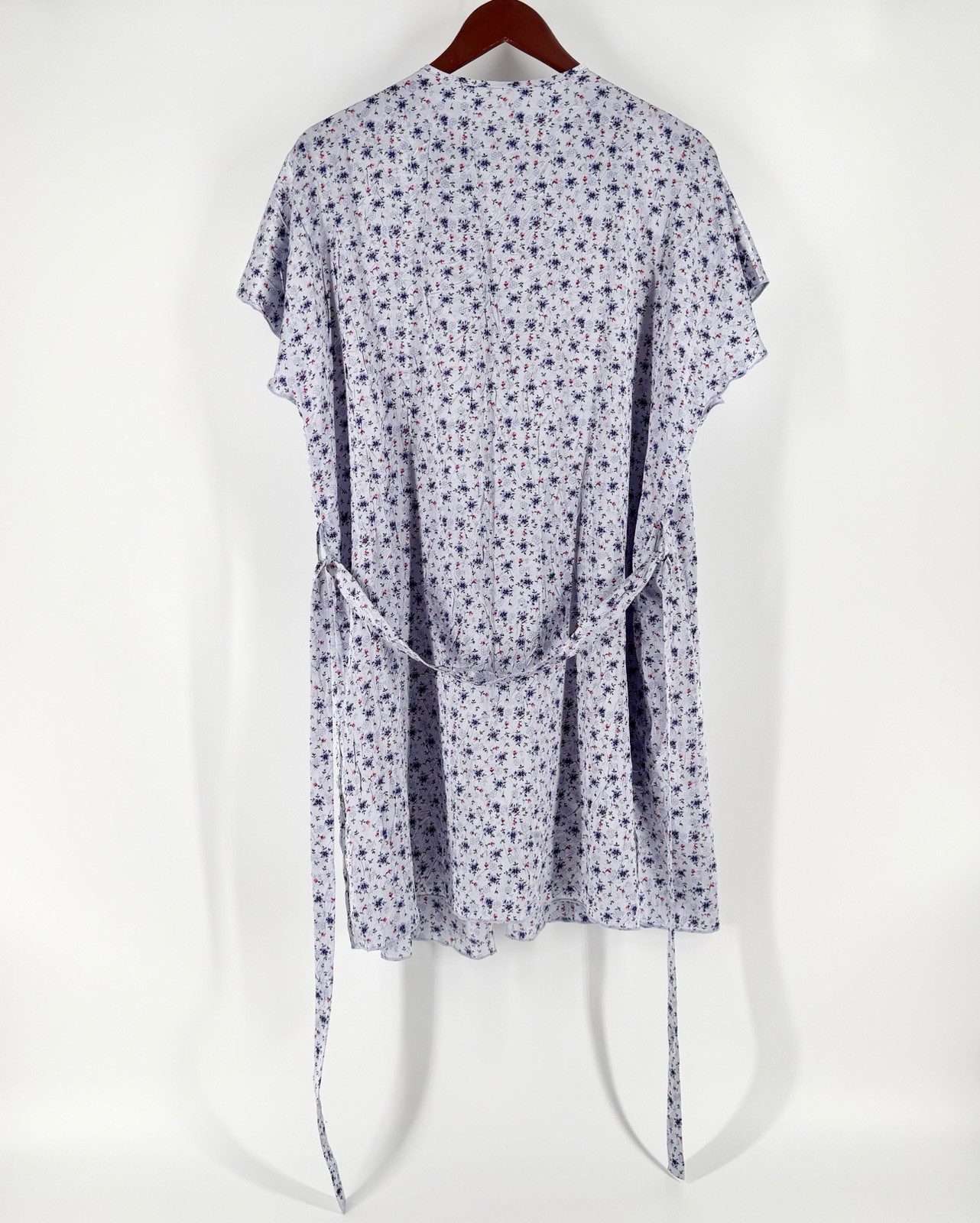 Vintage LA Intimates Small Floral Satin Kimono Robe Lavender Pink Y2K 90s Lace