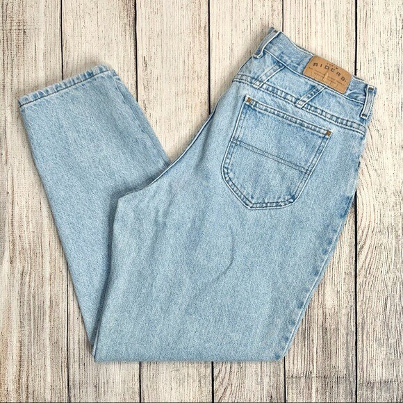 Vintage Riders Blue High Waisted Denim Mom Jeans Petite Size 16P