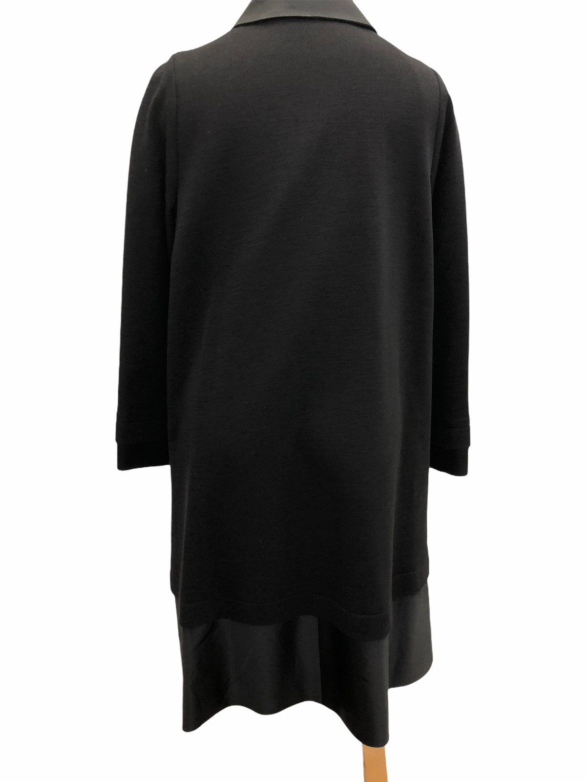 Vintage VTG 80s Mr Beene Geoffrey Beene Black Wool Silk Long Sleeve Swing Dress