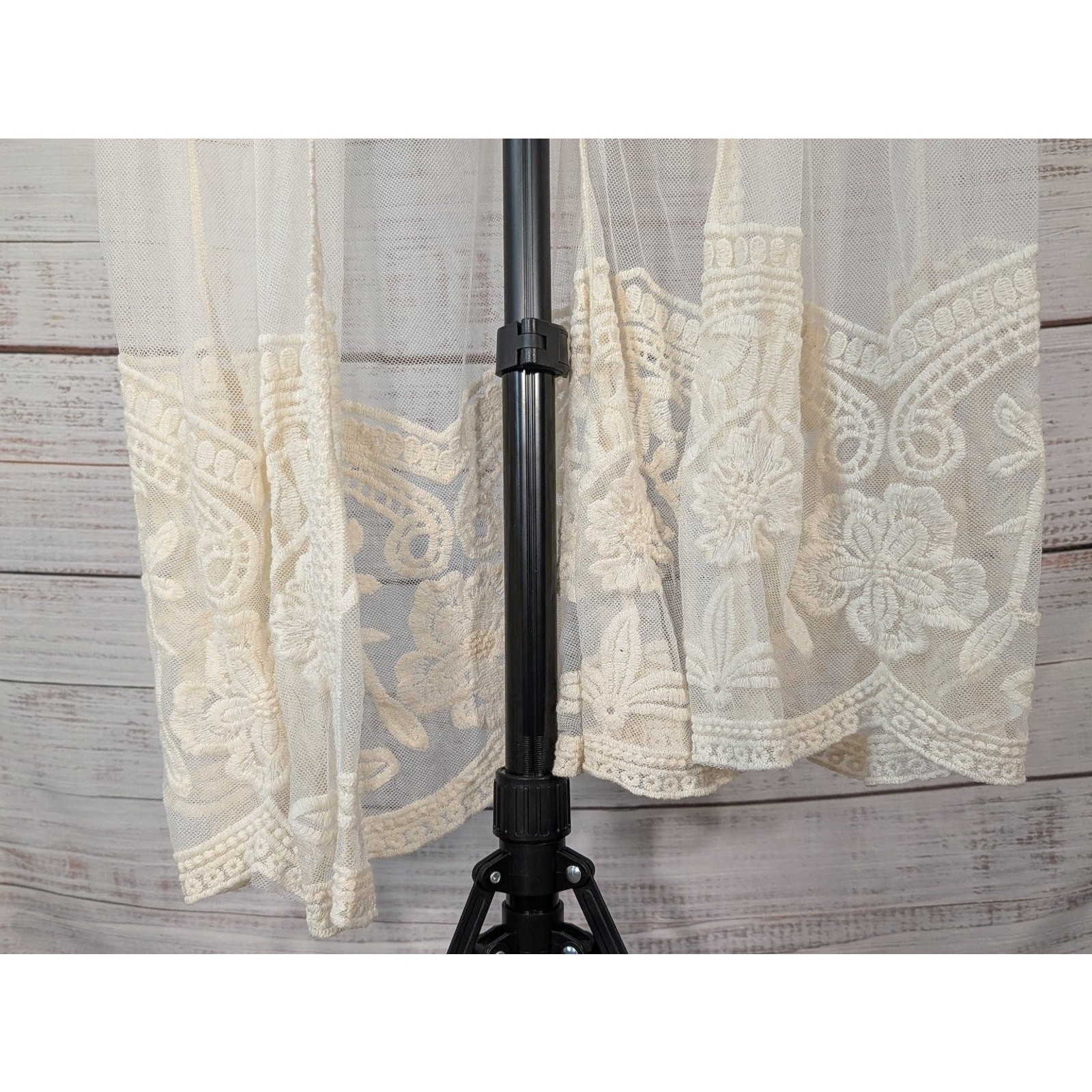 Cream Floral Lace Kimono Cardigan L-XL Embroidered Sheer Boho