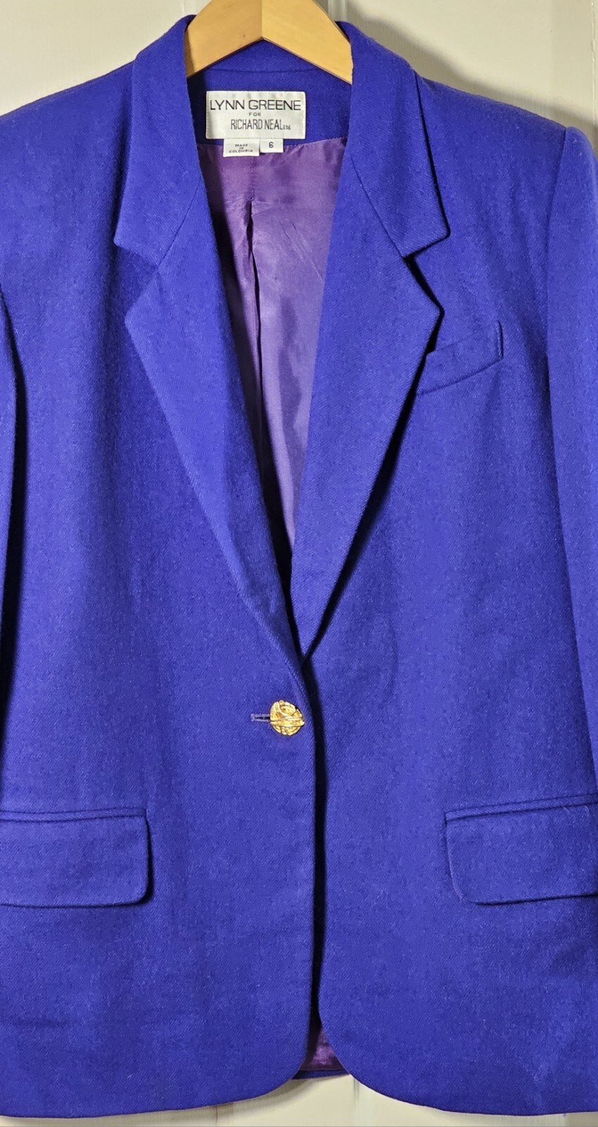VTG Lynn Greene Blazer Richard Neal Women’s Size 6 Inidgo Purple Wool Lined