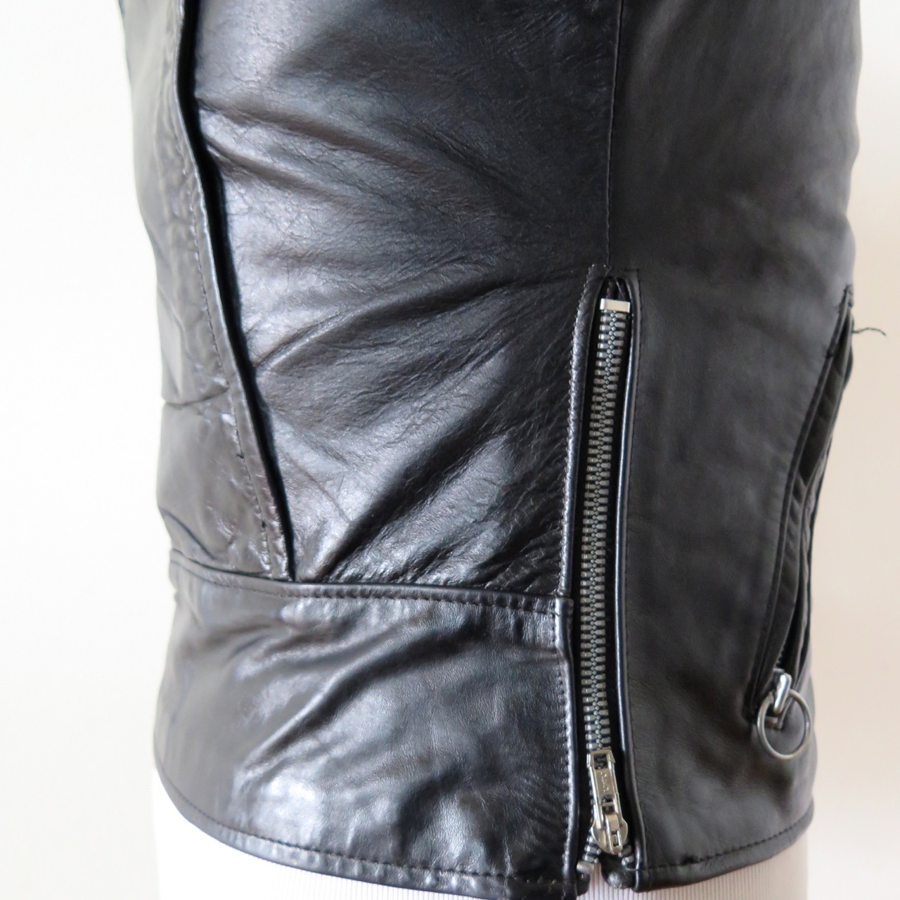 VINTAGE ORIGINAL LEATHER JACKET BROOKS SPORTSWEAR DETROIT 1970’s BLACK SZ 32 XS