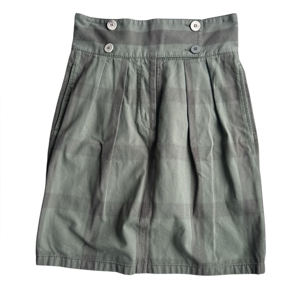 Stella McCartney Vintage Green Knee Lenght Skirt Checkered print Cotton Sz EU42