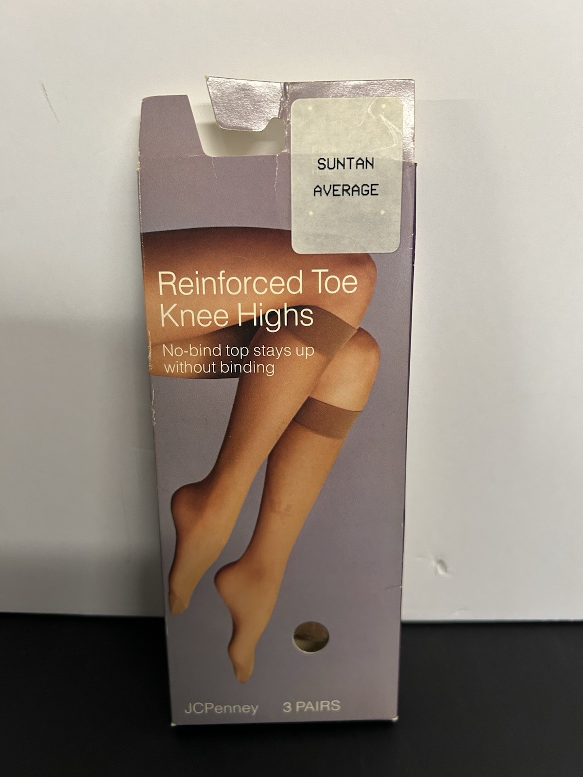 JC Penney Reinforced Toe Knee Highs SUNTAN Size Average *Open box with 2 pair
