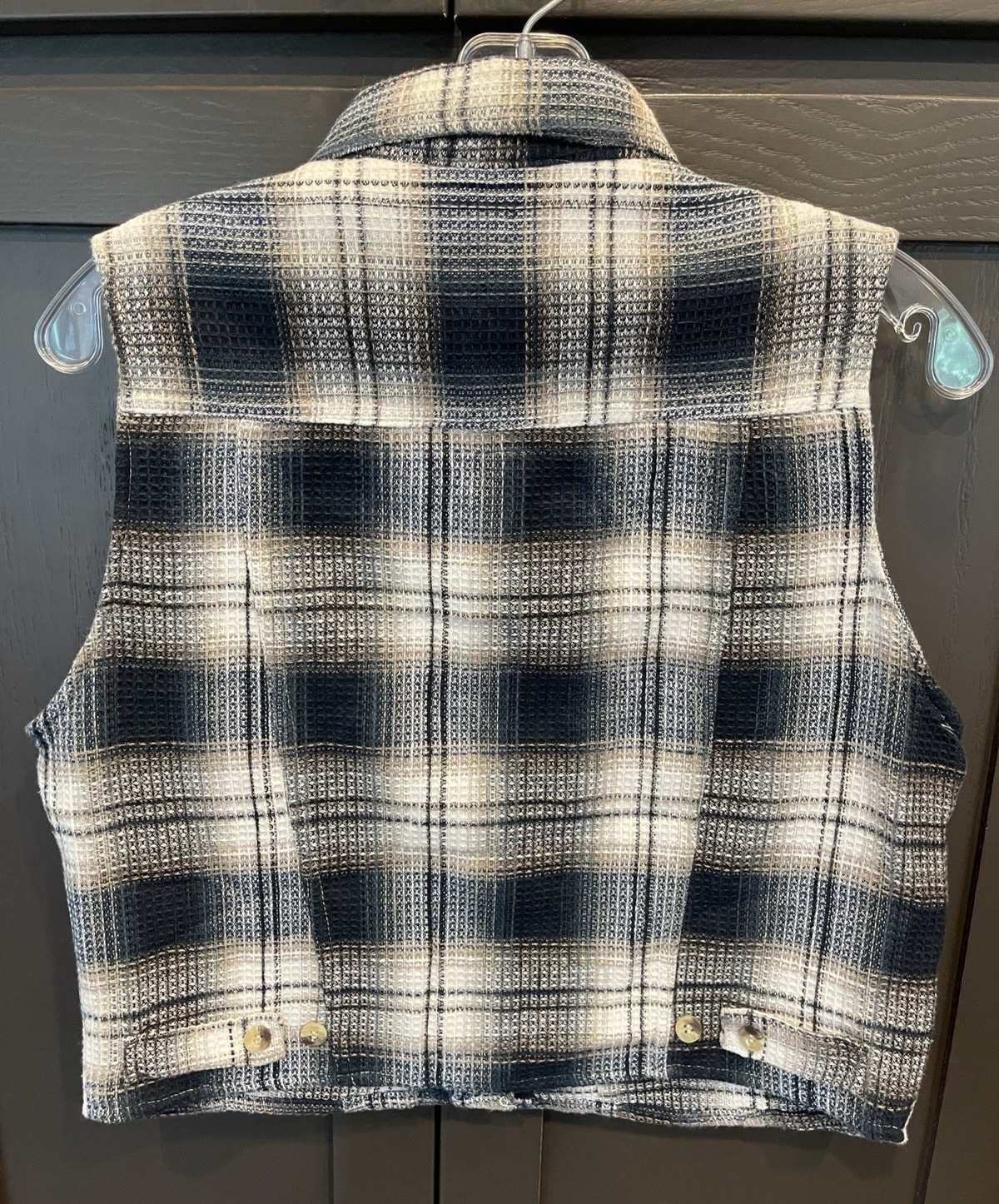 Vintage Tangibles 90s Plaid Vest Plaid Medium Skater Grunge Pockets Blue White