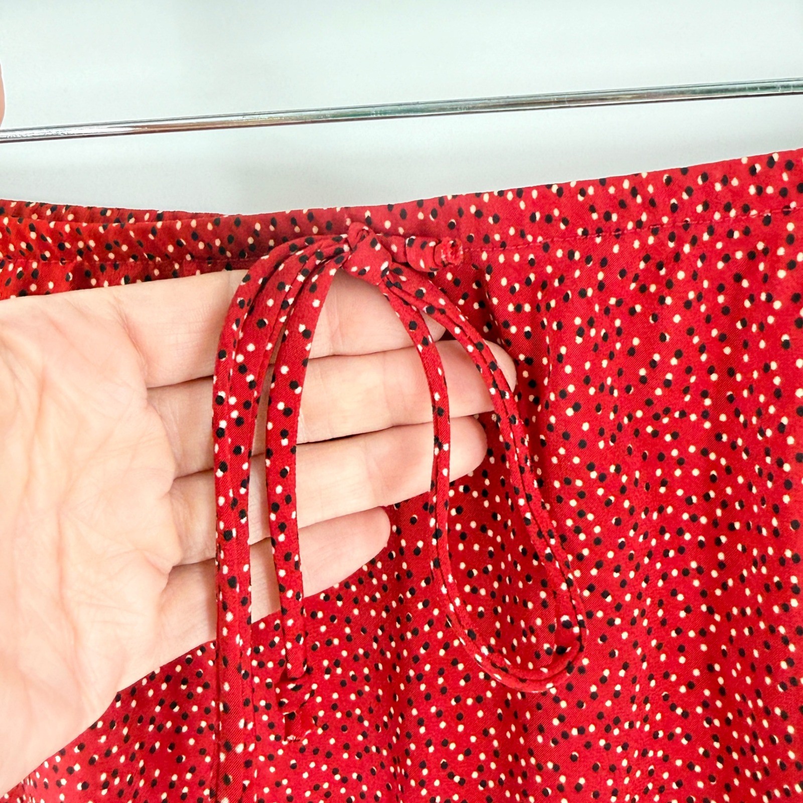 Vintage Blue Skirt Red Medium Polka Dot 90s Y2K Made in USA Dark Floral