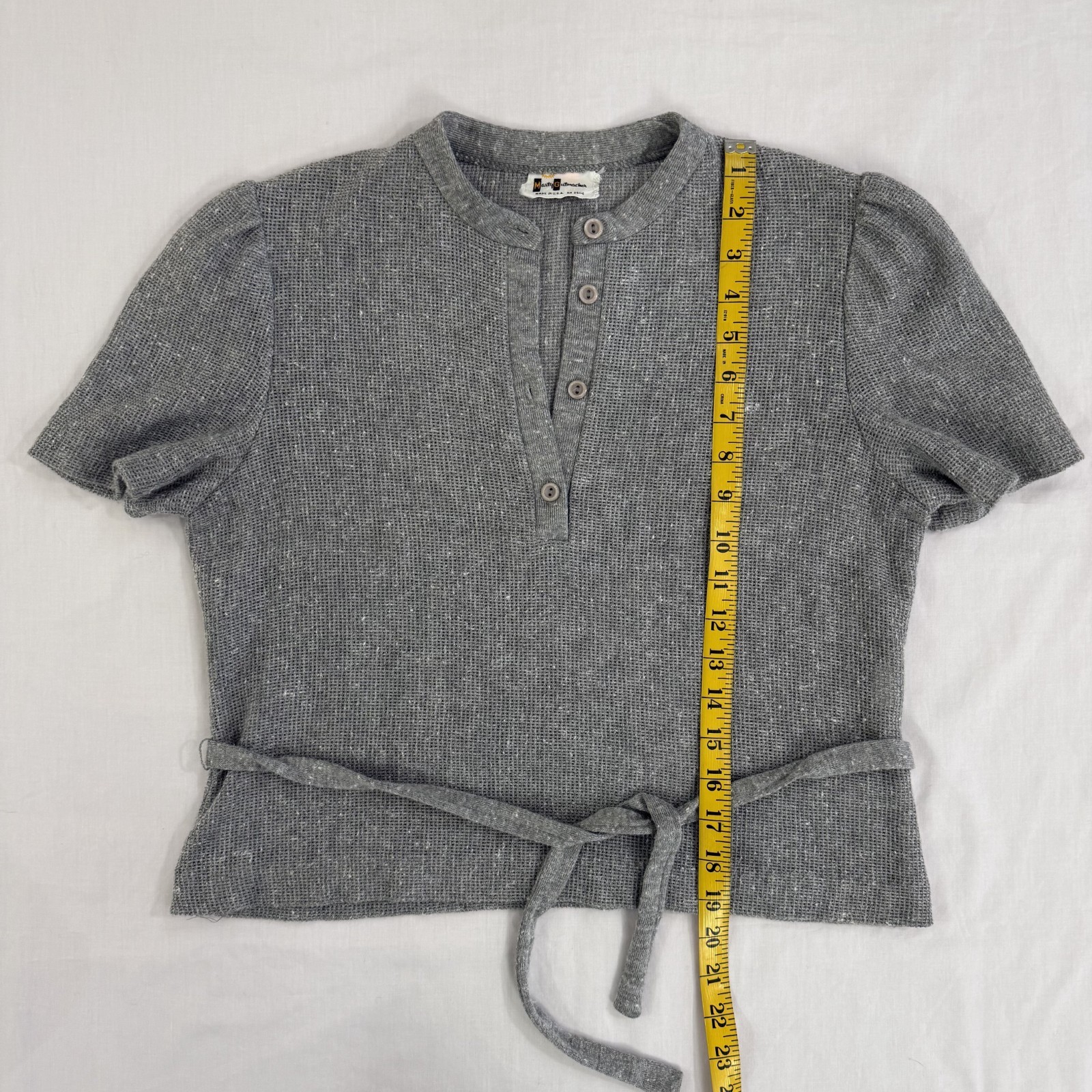 Vintage Marty Gutmacher Gray Short Sleeve Sweater ILGWU Union Made USA Size 8