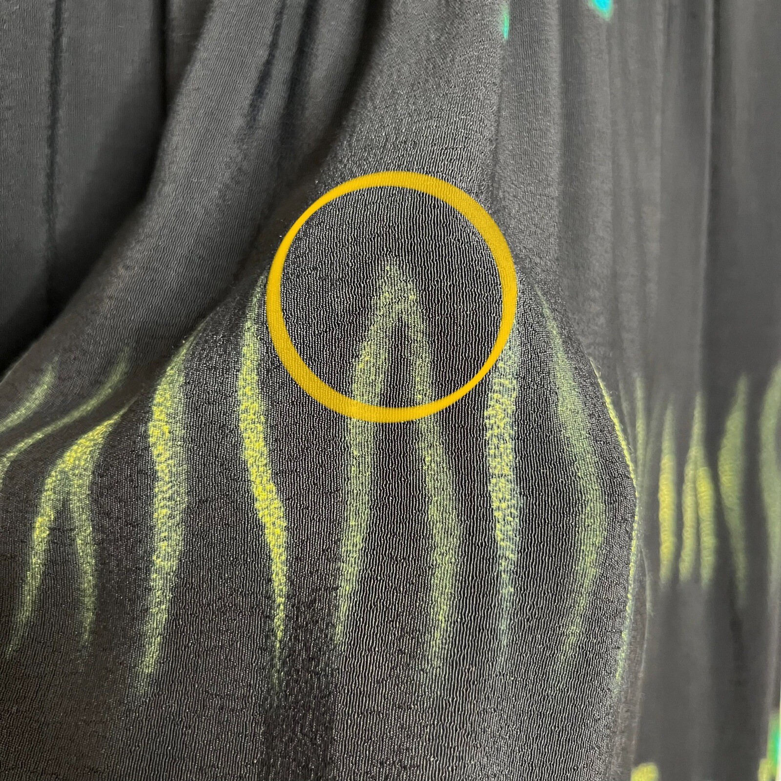 Vtg Nino Wong Rayon Black Teal & Bright Yellow Abstract Print Maxi Skirt Medium