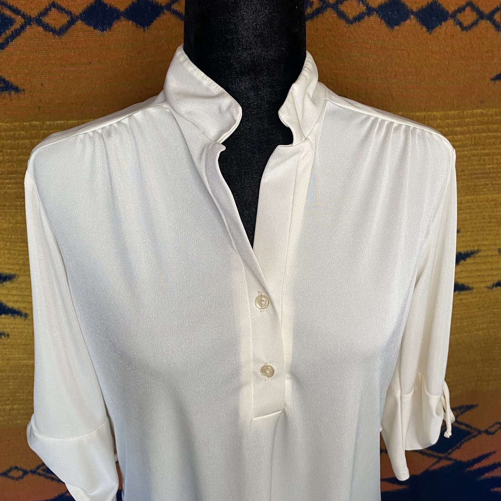 Vintage Topson Downs Of California Bohemian Blouse. Creamy White. Size Large.