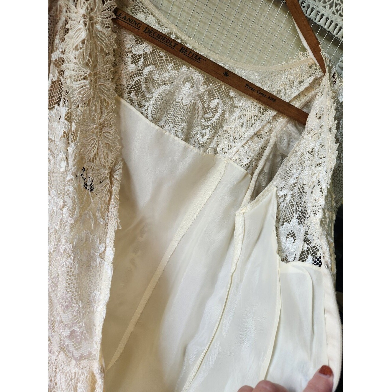 Vintage Cachet sz 7/8 Lace 80s Dress Bridal Ivory