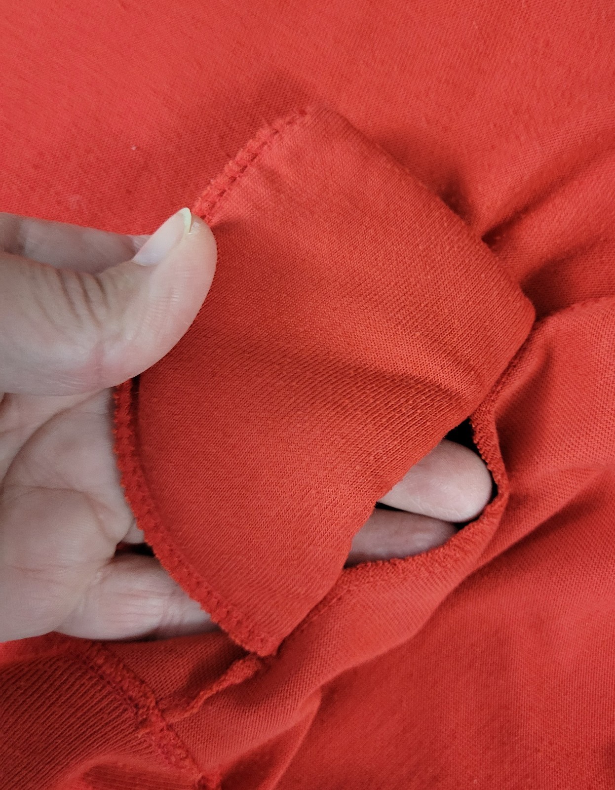 Vintage Red Mock Turtleneck Dropped Shoulder Top w Ribbed Collar & Cuffs Size M