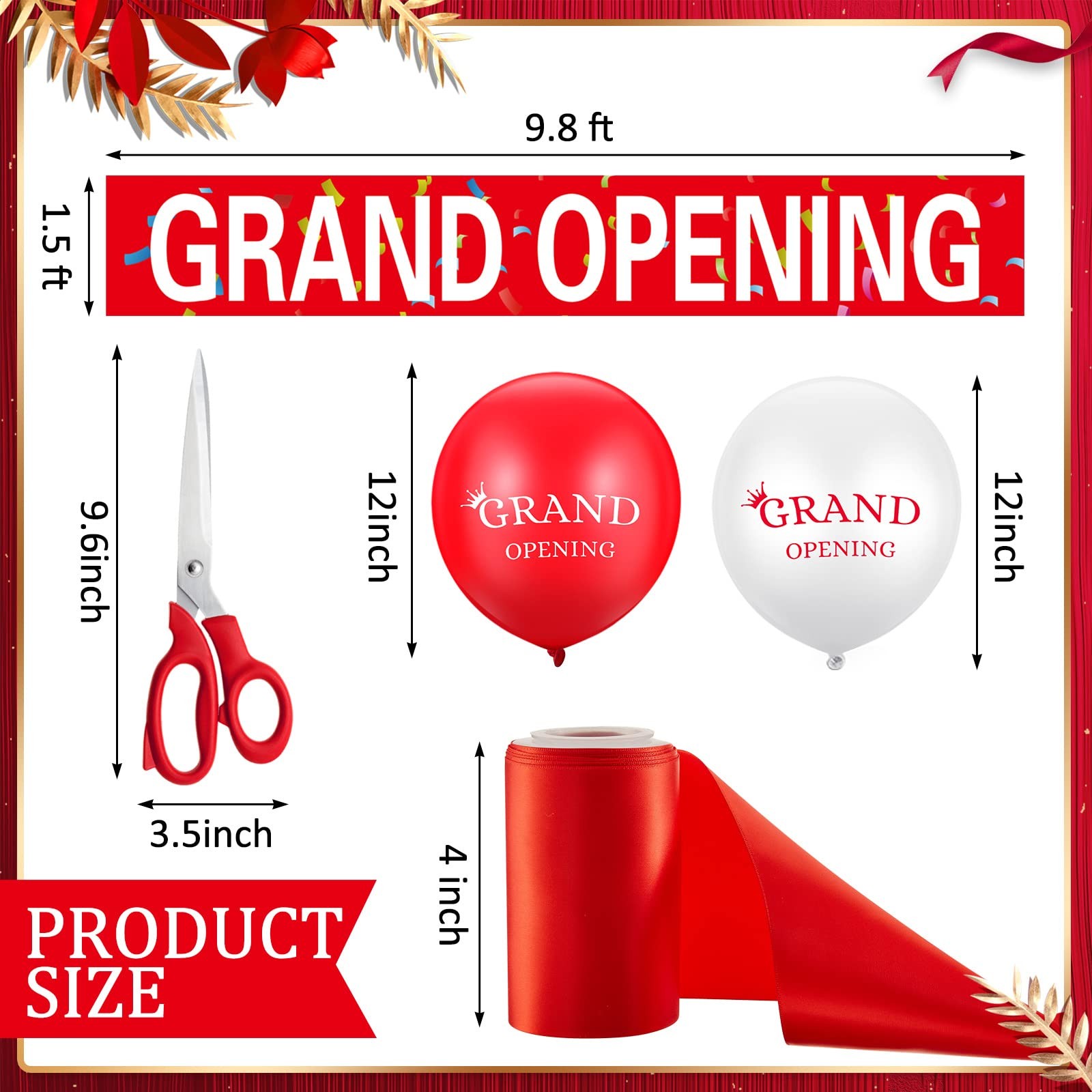 Grand Opening Ceremony Kit, Banner, Balloons, Scissors, Ribbon, Bows