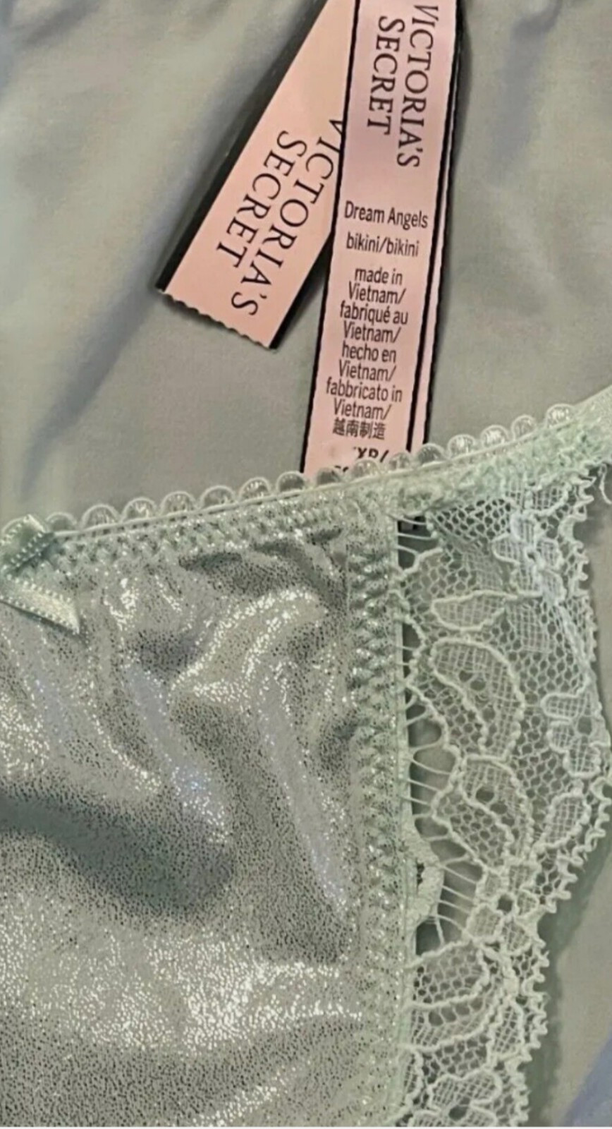 VS Shimmering Metallic Satin Buttery Smooth Panty String Bikini Panties M