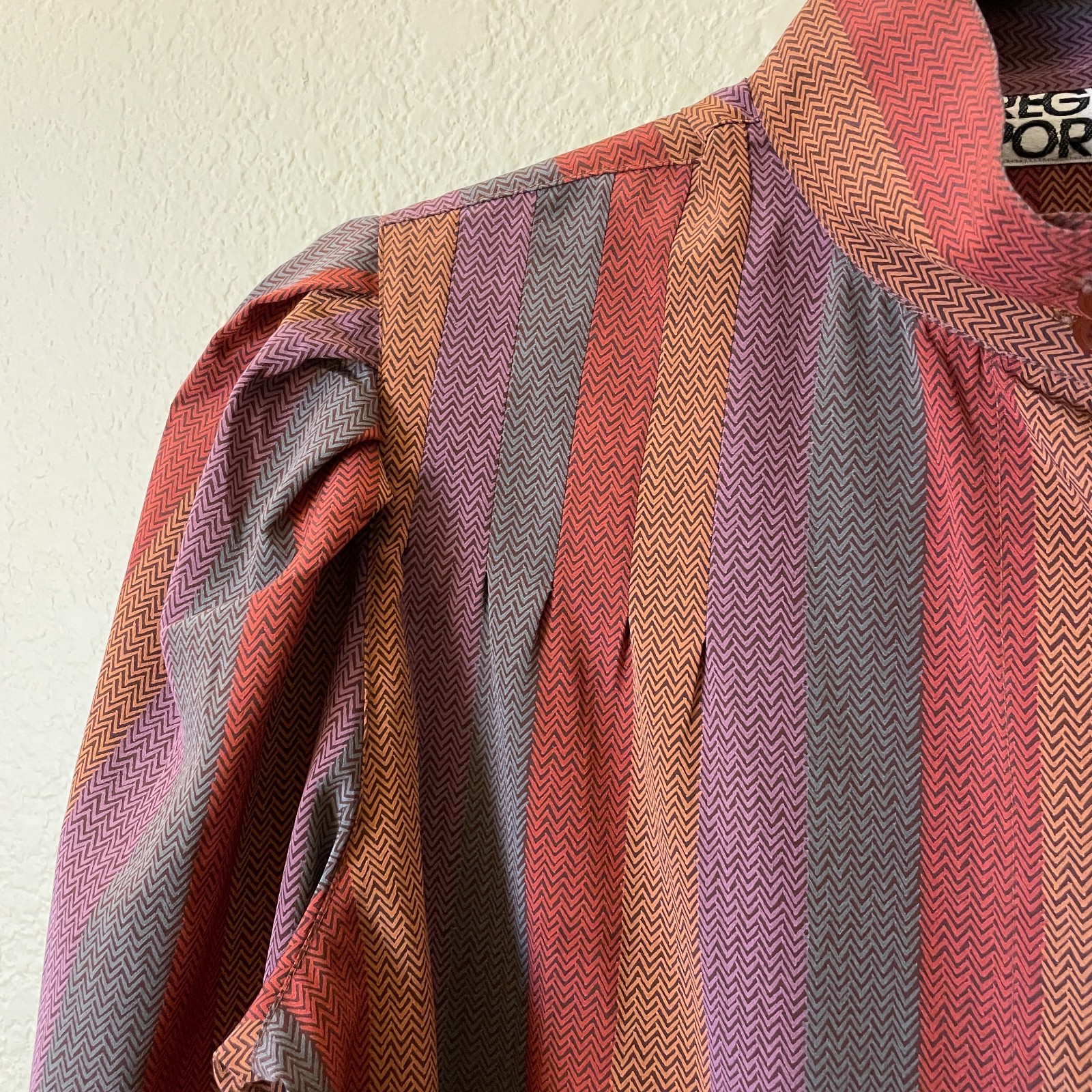 Vintage 70s Retro Secretary Blouse Regina Porter Striped 2 Piece Skirt Set XS/S