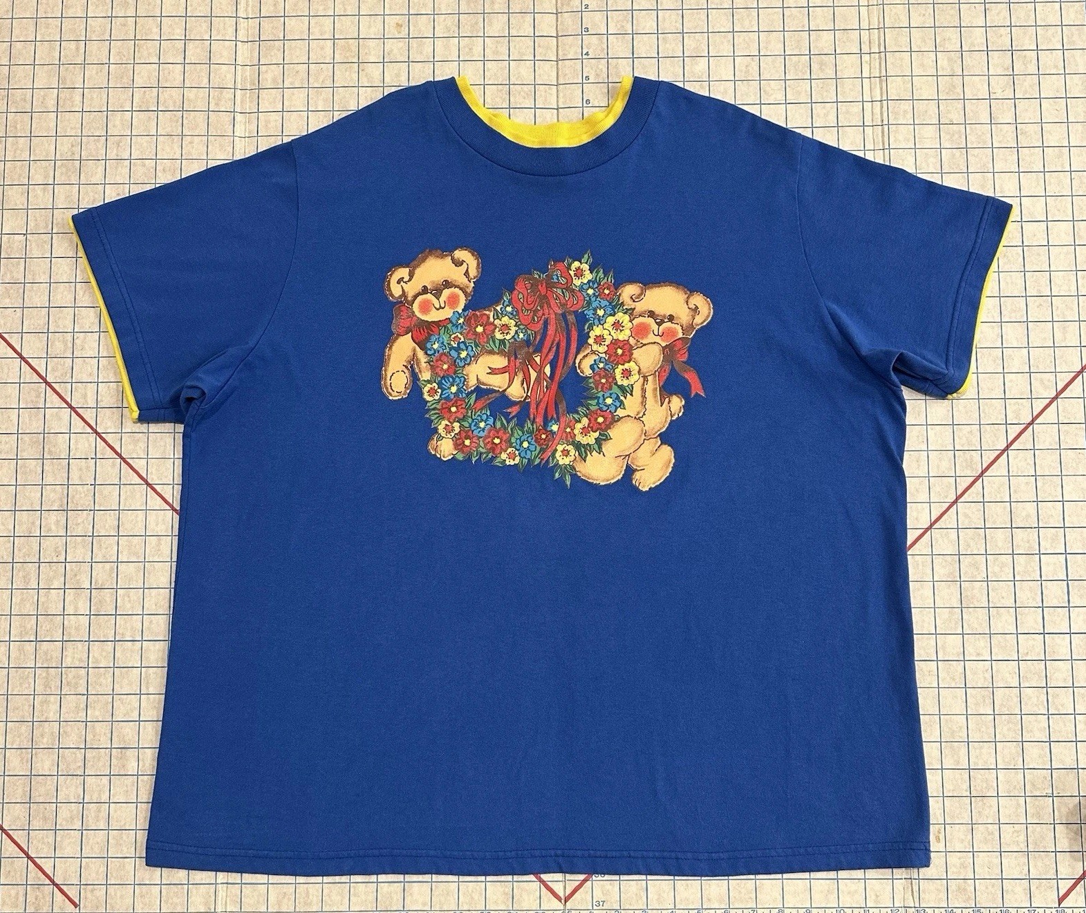 Teddy Bear T-shirt 2XL Oversized Jenna Lane New York USA Blue Double Sleeve