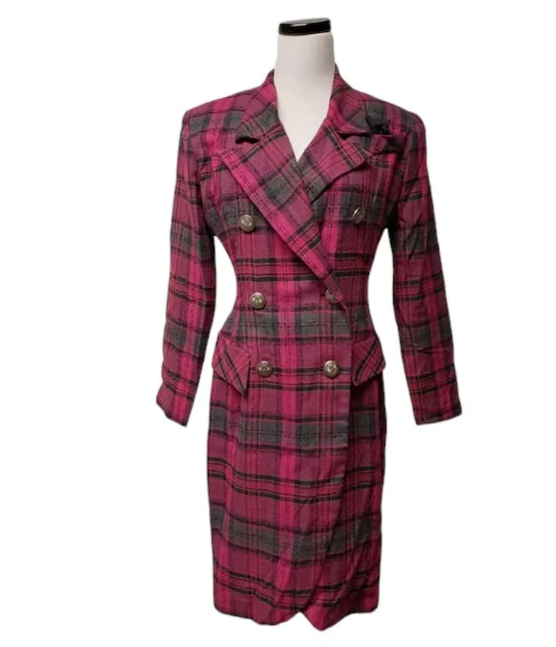 vintage Irresistible by Sue Eng pink plaid blazer dress . size 9/10 . US made