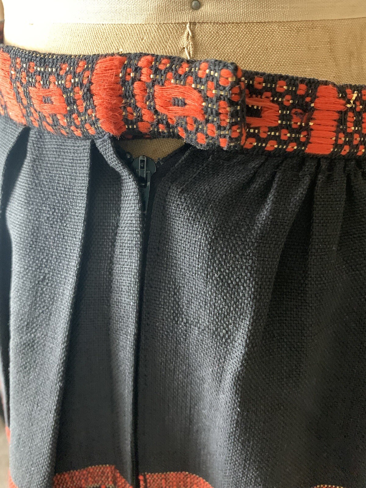 Vintage Hand Woven Mayan Cotton Skirt 50s 60s