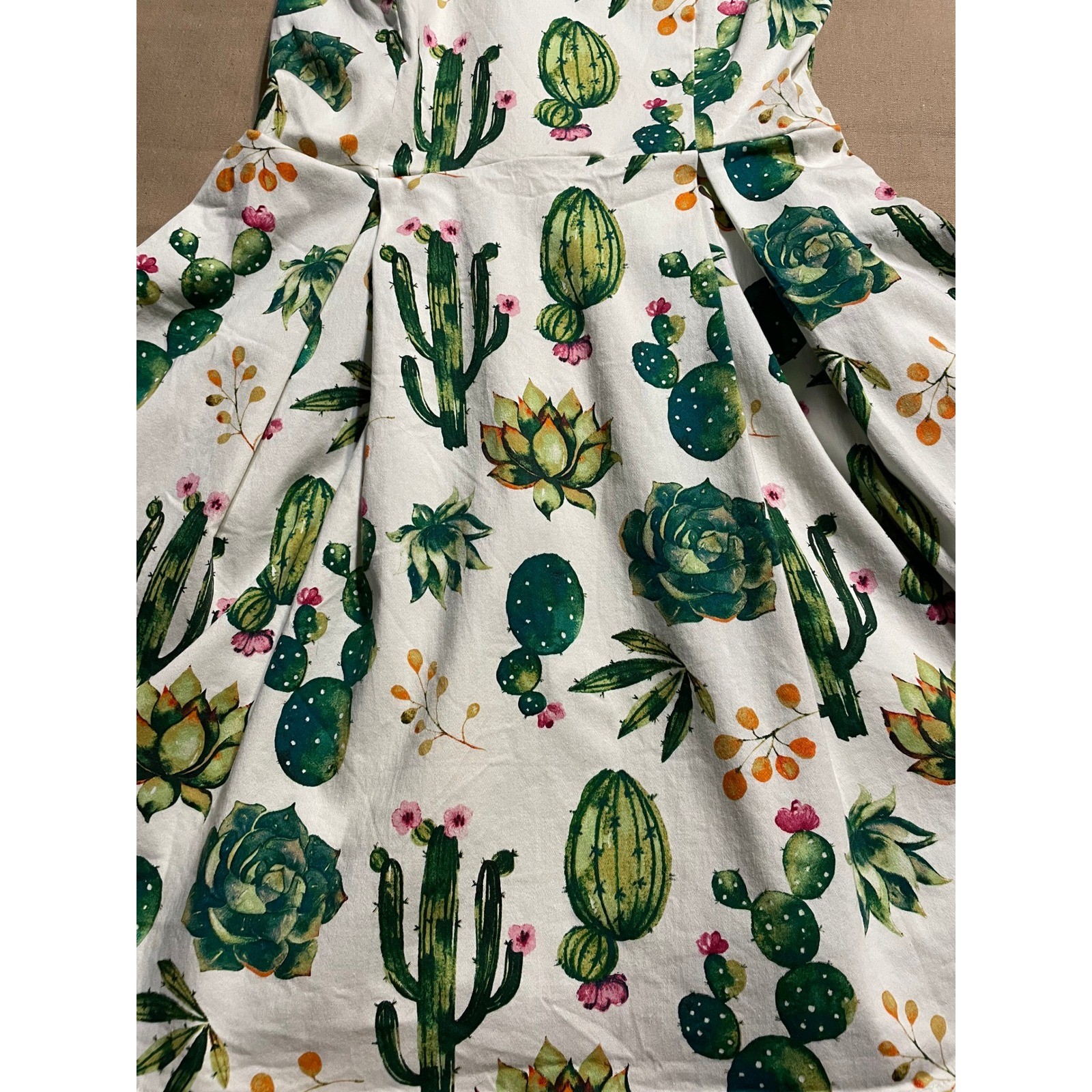 Modcloth IXIA Succulents Cactus Dress Size M Retro Houseplants Gardening Plants