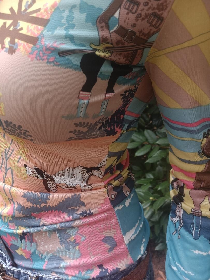 vintage 70s women polyester SULTRA Faun In The Woods shirt size med psychedelic