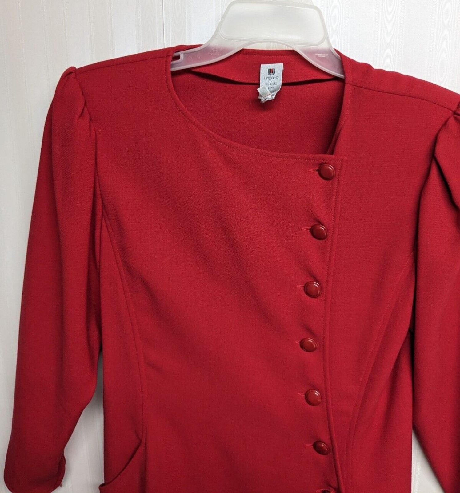 Ungaro Solo Donna Paris Vintage Dress Women US 12 / EU 46 Buttons Wool Red Italy