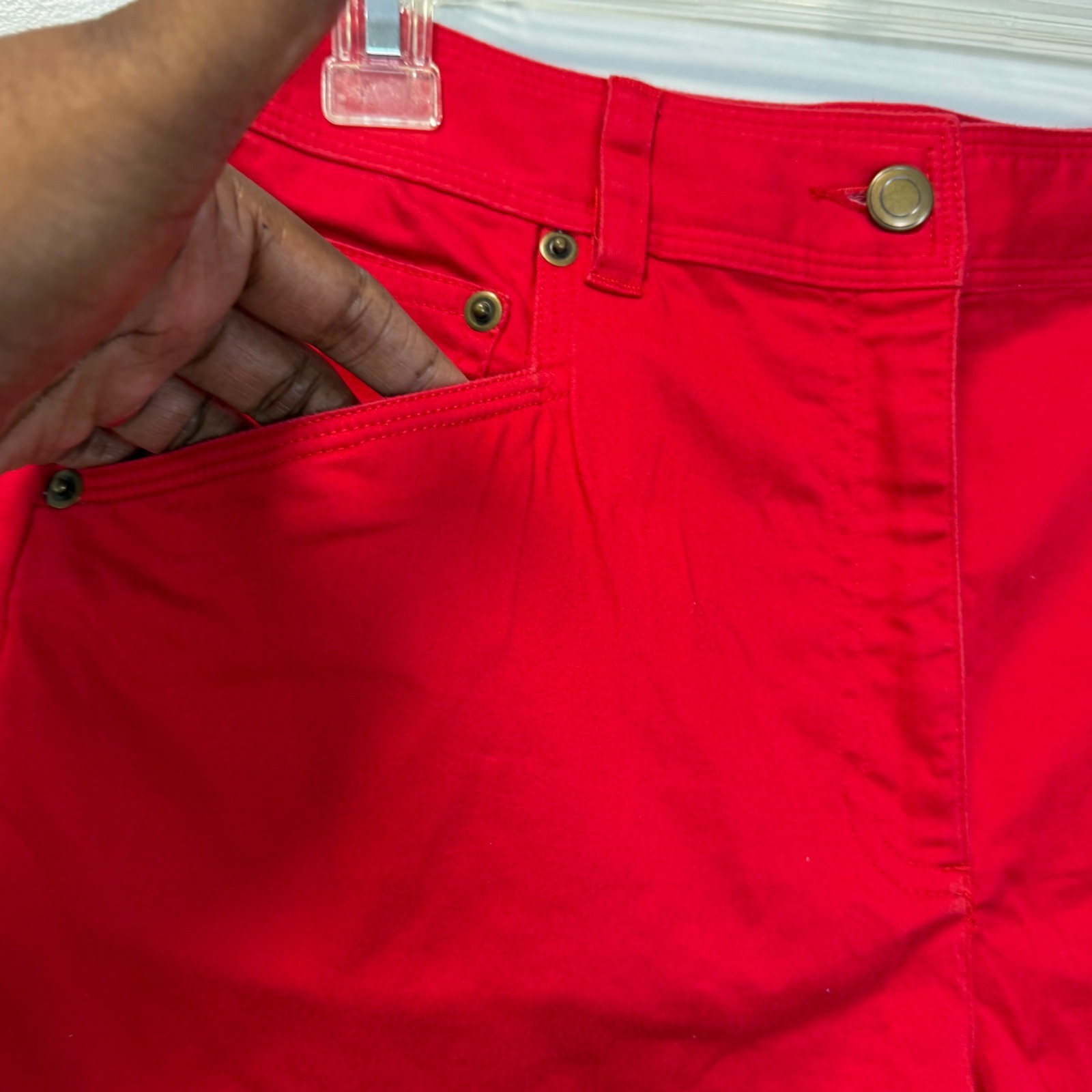 Vintage Talbots Red Cotton Stretch Bermuda Shorts Size 6 High Waisted Retro