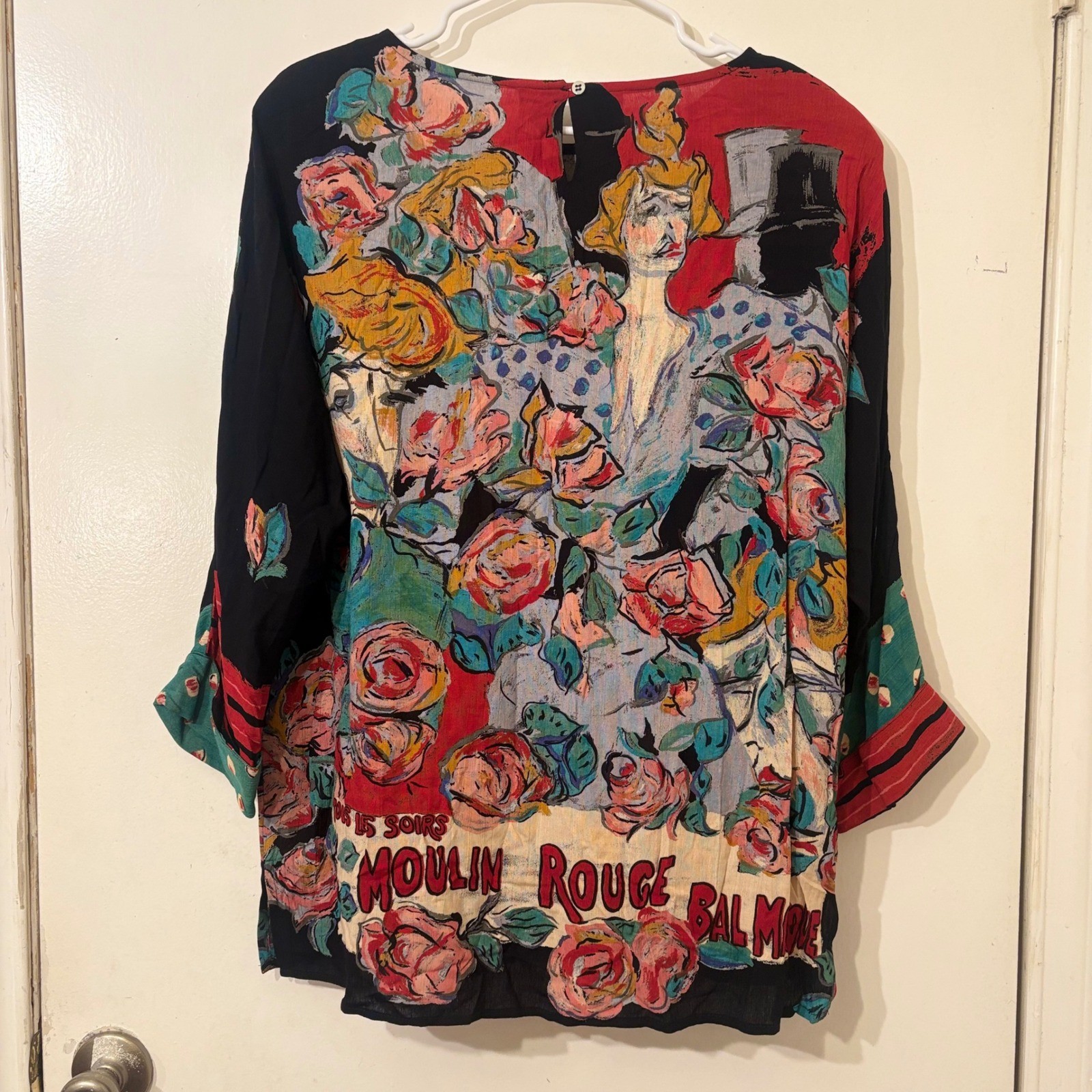 Vintage Carole Little Moulin Rouge Impressionist Blouse Art to Wear Top Sz L