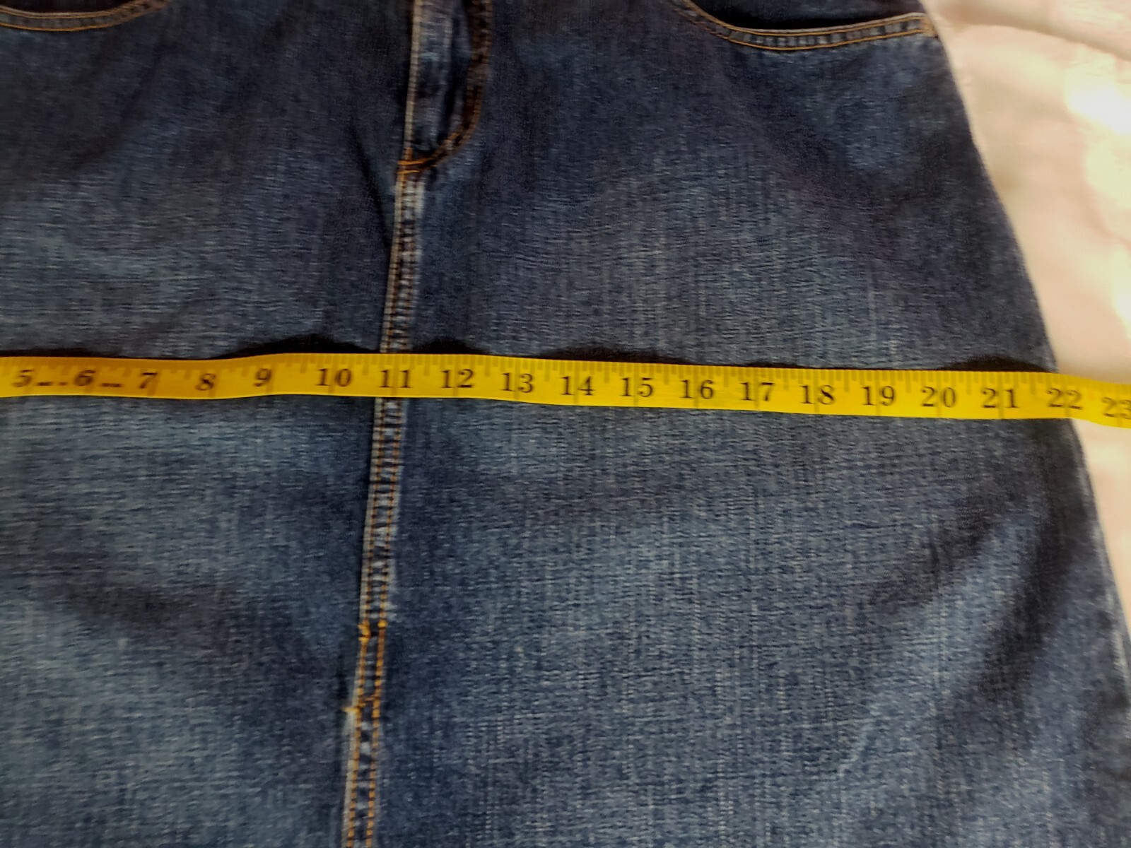 Vintage Just Jeans USA Denim Maxi Skirt Juniors Size 17 Blue Straight Front Slit