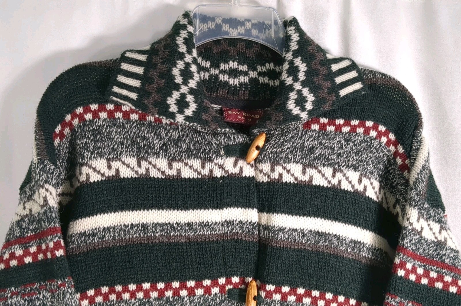 NWT Bay Road New Zealand 100% Wool Multicolor Collared Cardigan Sweater M