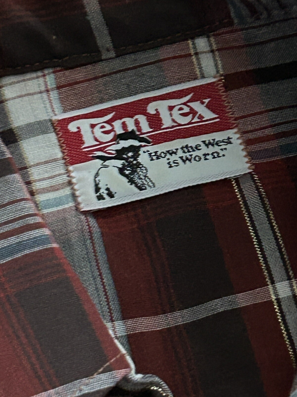 VTG 60’s TEM TEX Western Wear Plaid Cowboy Shirt Pearl Snap Buttons size 15/16