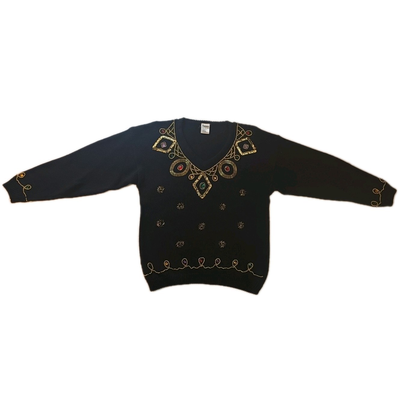 Vintage Bead & Sequin Raindow Sweater – Size M