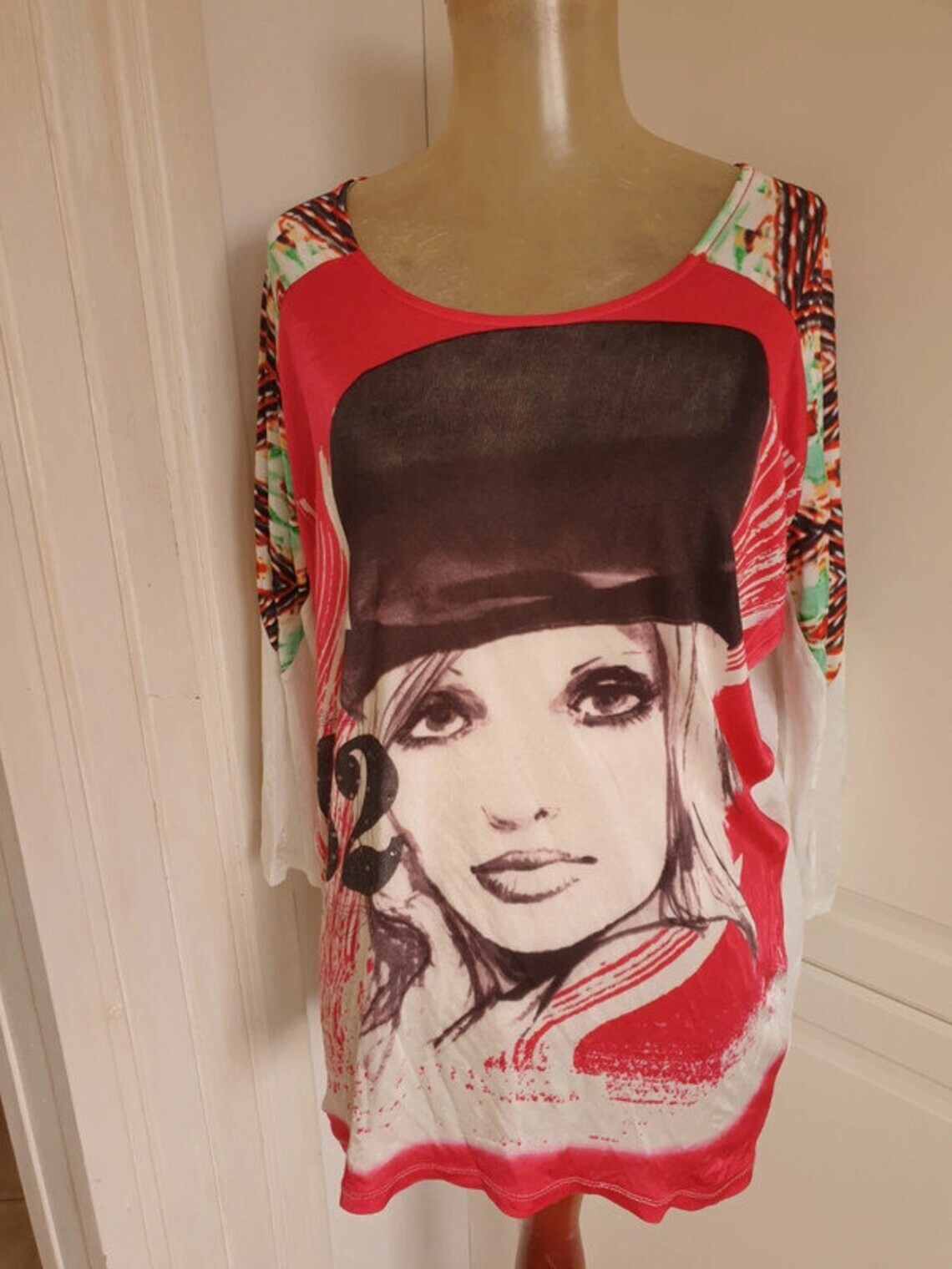 Vintage Y2K Custo Barcelona blouse with face print | Custo Barcelona Colorful
