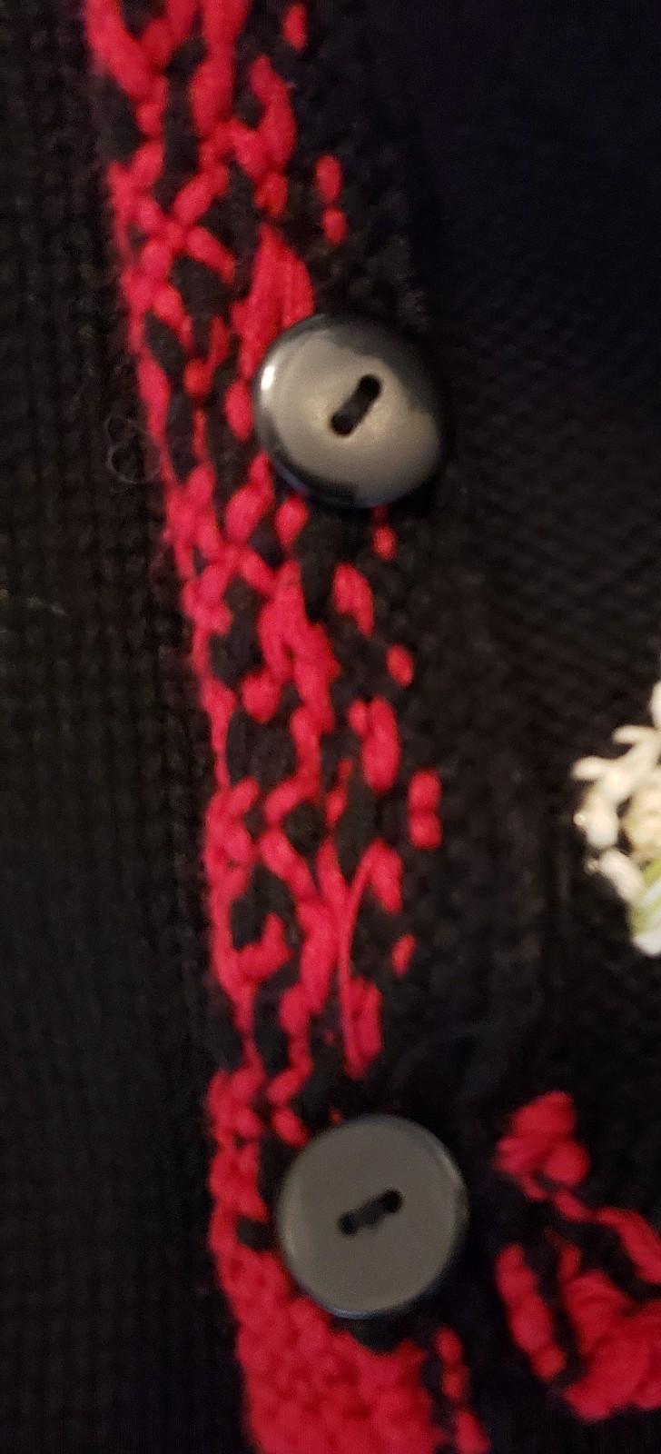 Storybook Knit Holiday Party Sweater Cardigan Geraniums M 44 x 26 in