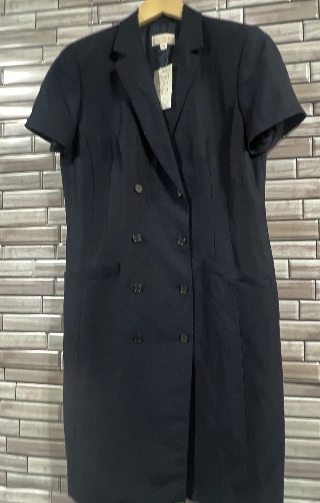 Brooks Brothers 12 womens tux dress Vintage NOS navy blue linen 1980s pencil NWT