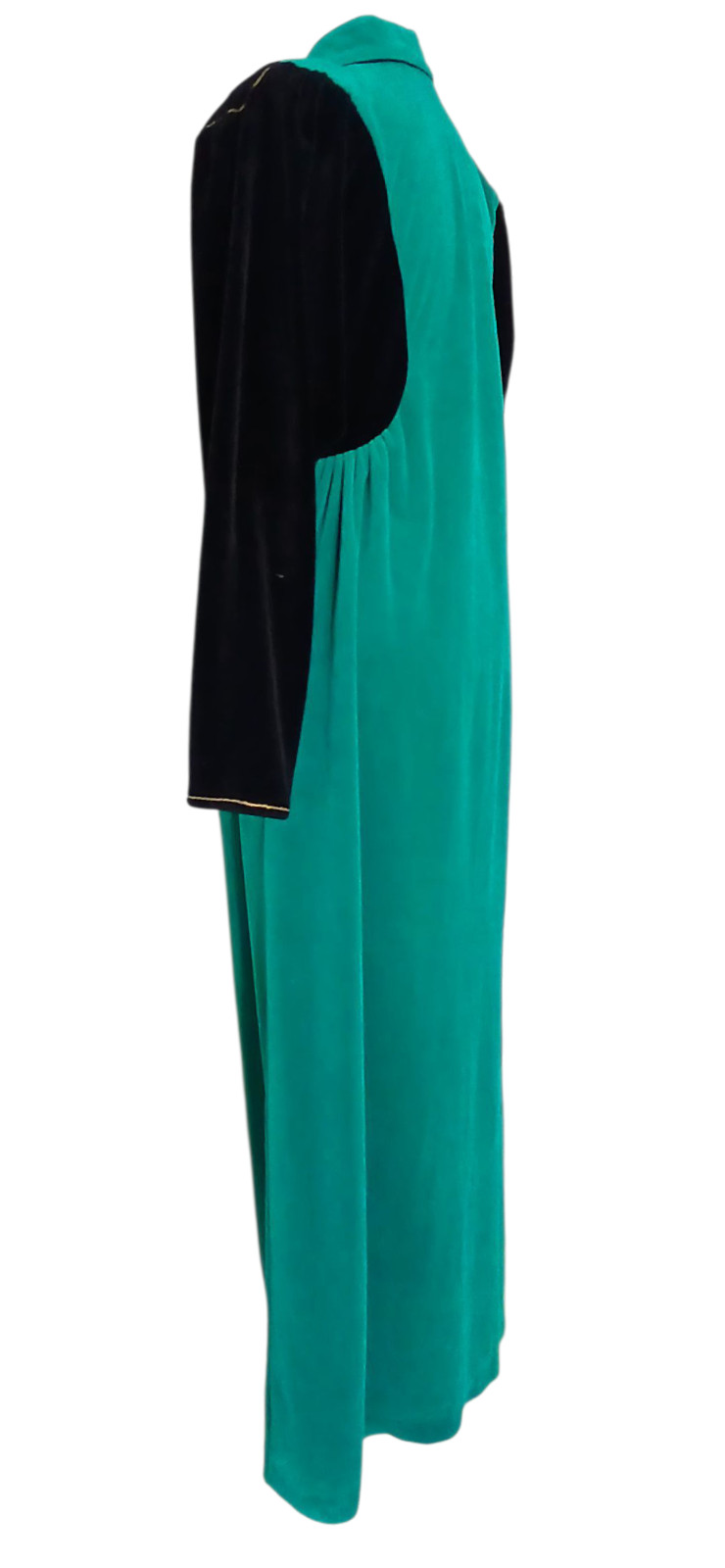 Vtg Bill Tice Turquoise Velvet Gold Robe Dress sz 10 Housewife