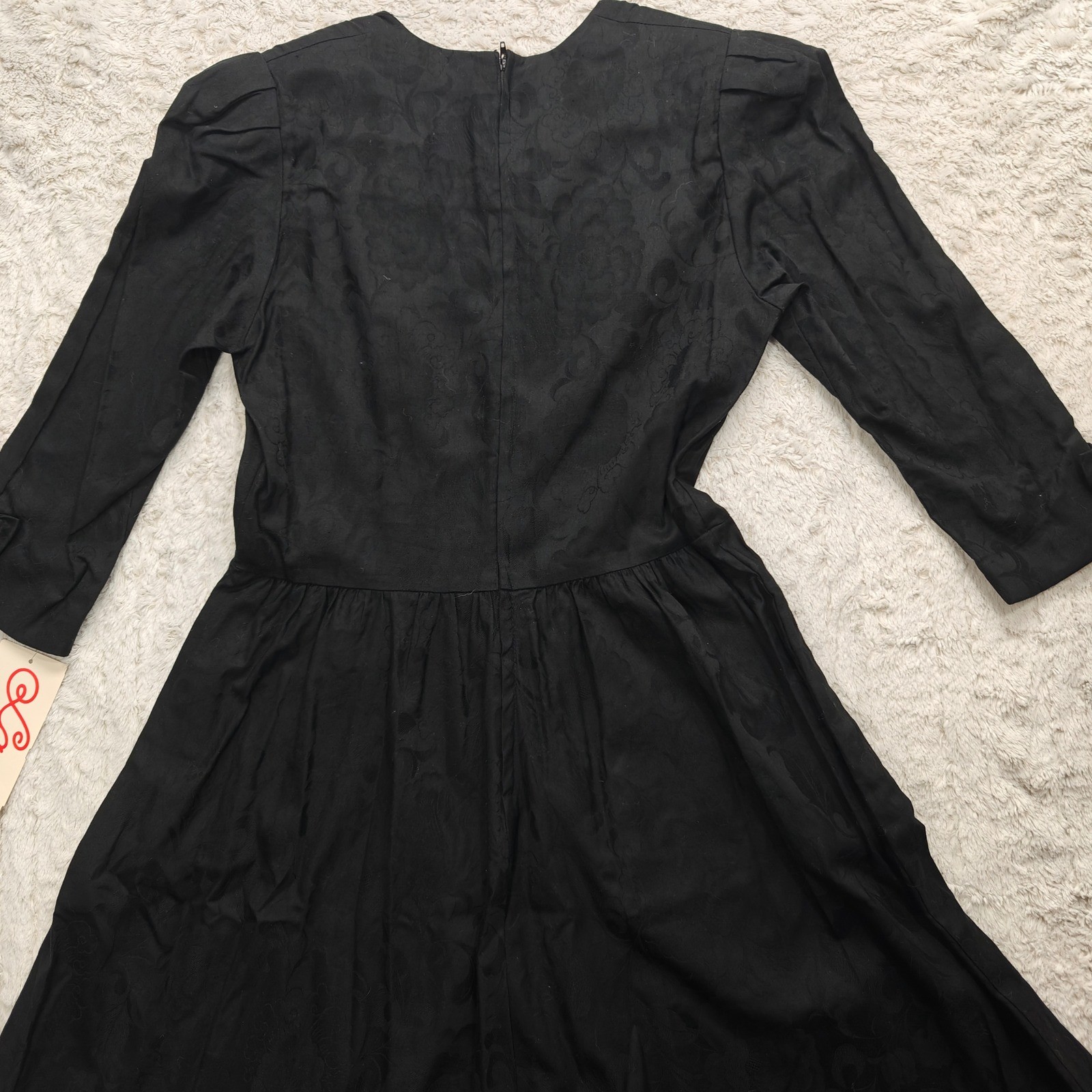 VTG Lanz Dark Romantic Gothic Midi Dress Womens Size 14 Floral Jacquard Vamp