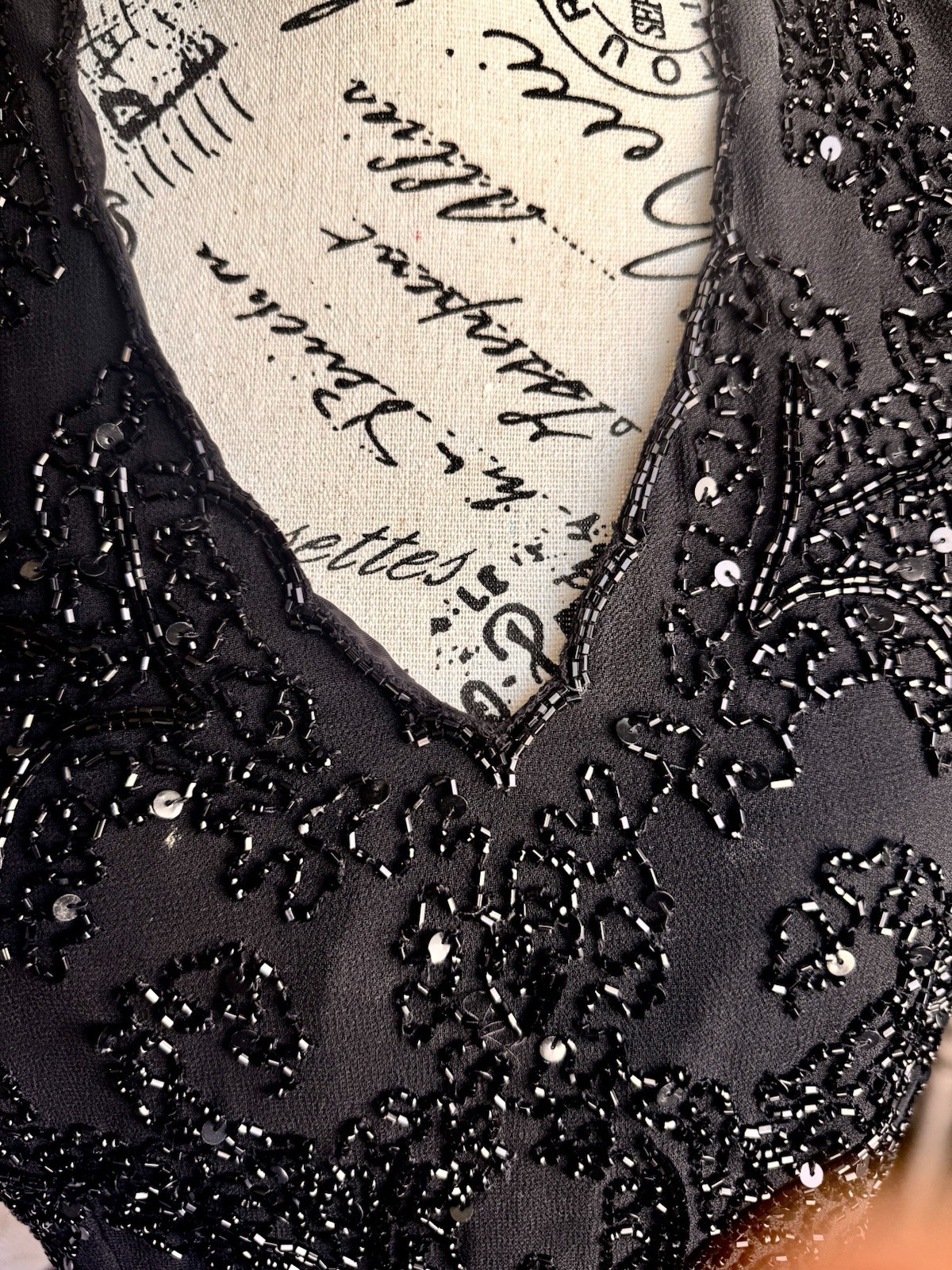 Vintage Elegant Black Beaded Firmal top, great condition Beading And Sequences.