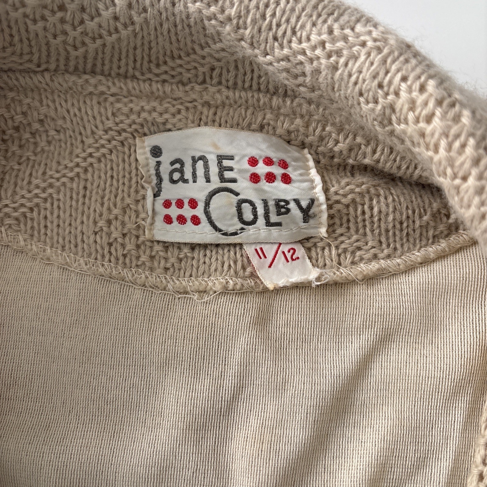 Vintage 40s 50s Wool Knit Blazer Jacket Sweater Tan Beige Brown Sz 11/12