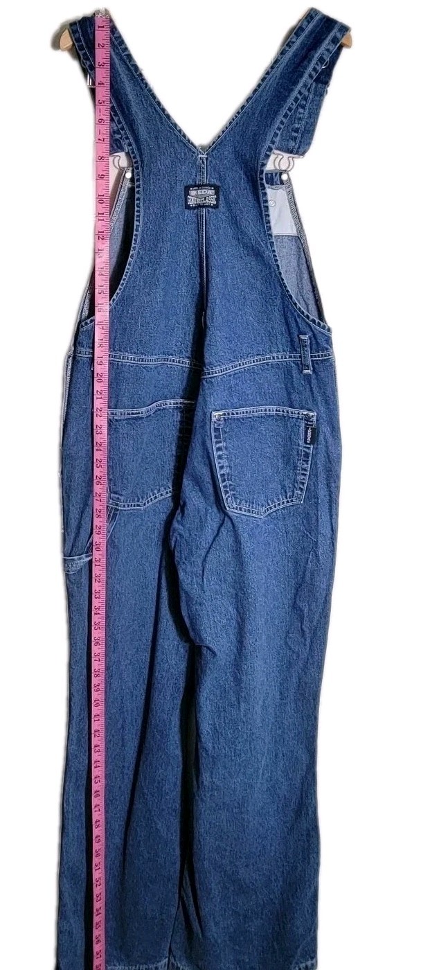 Vintage Ikeda Carpenter Wide Leg Denim Bib Overalls Size Large 90’s Medium Wash
