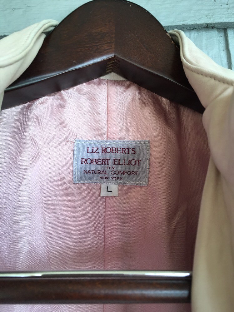 Vtg 80s REAL LEATHER Liz Roberts Natural Comfort Cropped Batwing Jacket Coat L