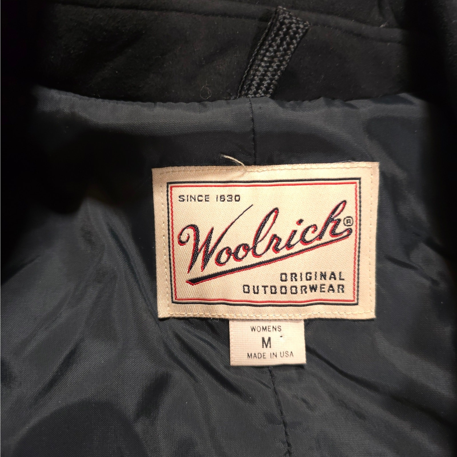 Vintage Woolrich Gree/Black Plaid Trench Coat Wool/Leather Women Size M USA