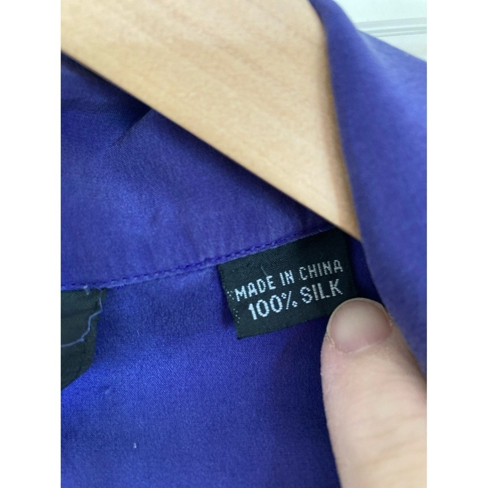 Vtg Carole Little Purple Three Piece Silk Pants Jacket Top Set Size 8P 80s