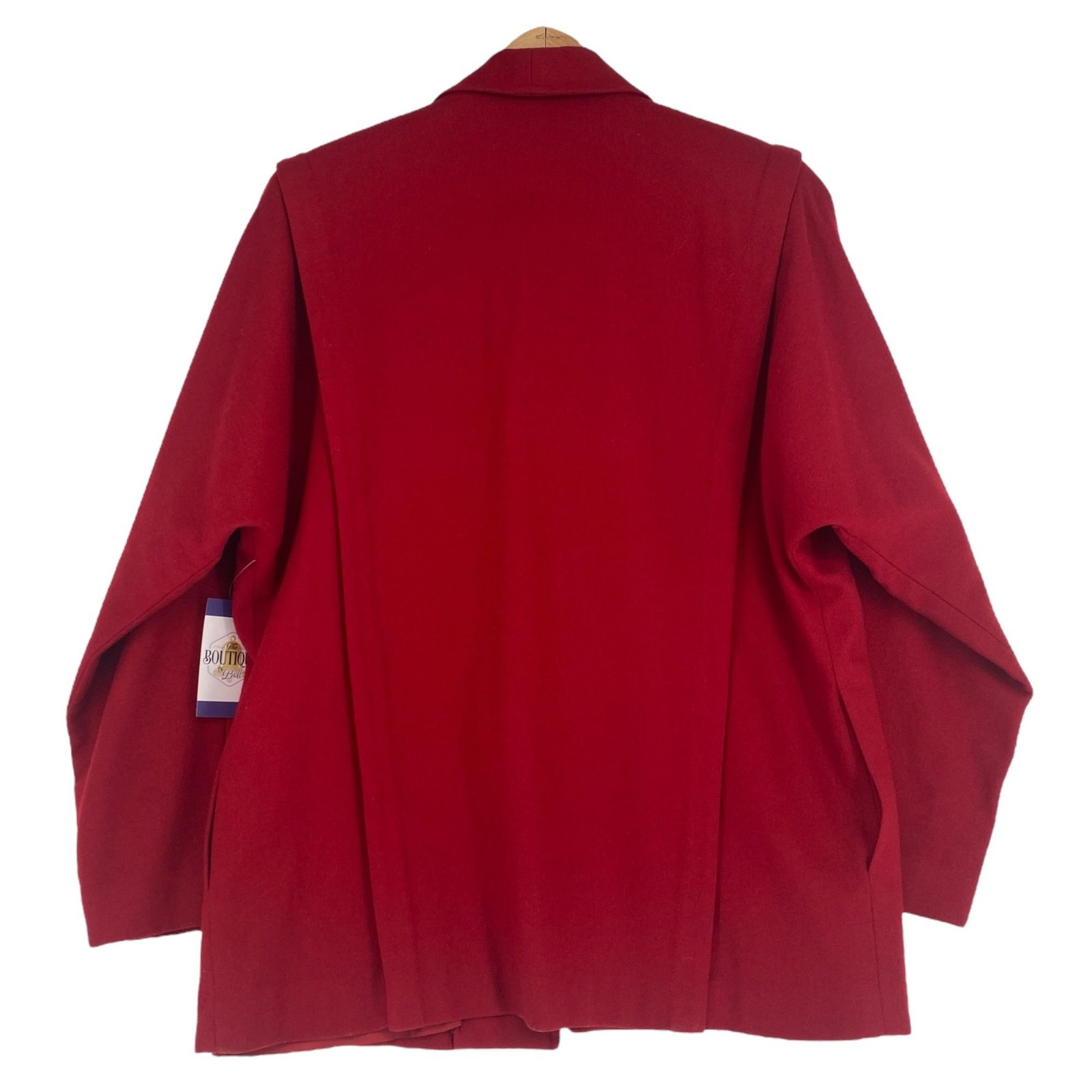 Vtg 80s Patty Woodard Wool Blazer Coat Red Dolman Sleeves Button Front City Chic