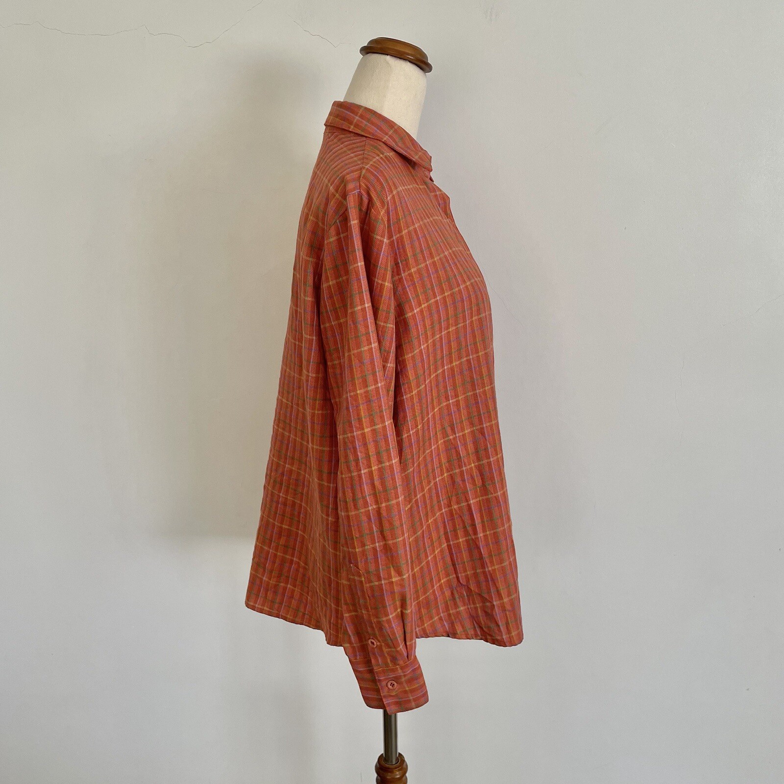 Vintage 80s 90s Road Runner Womens Brown Check Blouse Shirt Top Size Approx. L