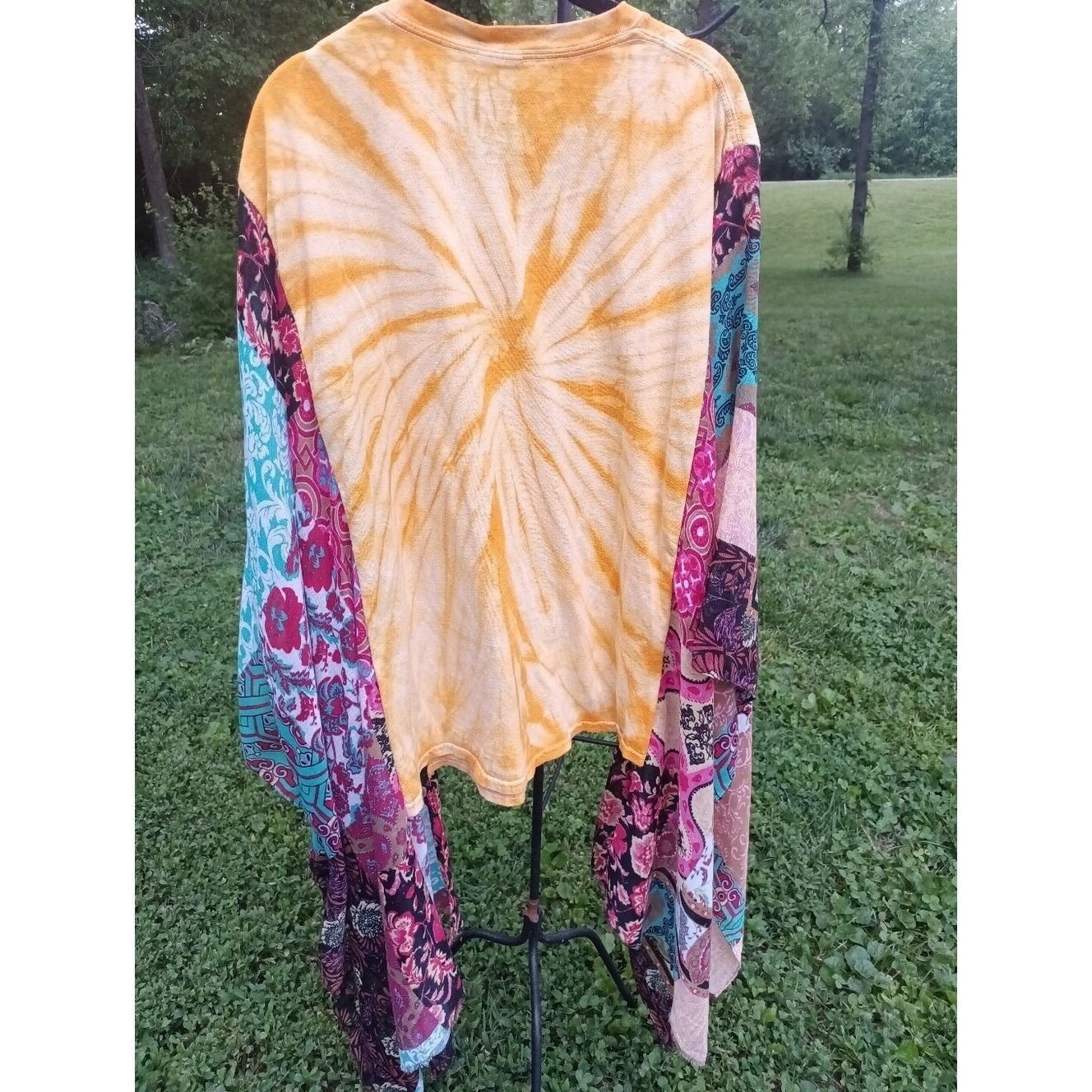 Upcycled Boho Graphic Tee, 00k, Upcycled Boutique Top, Handmade Wearable Art