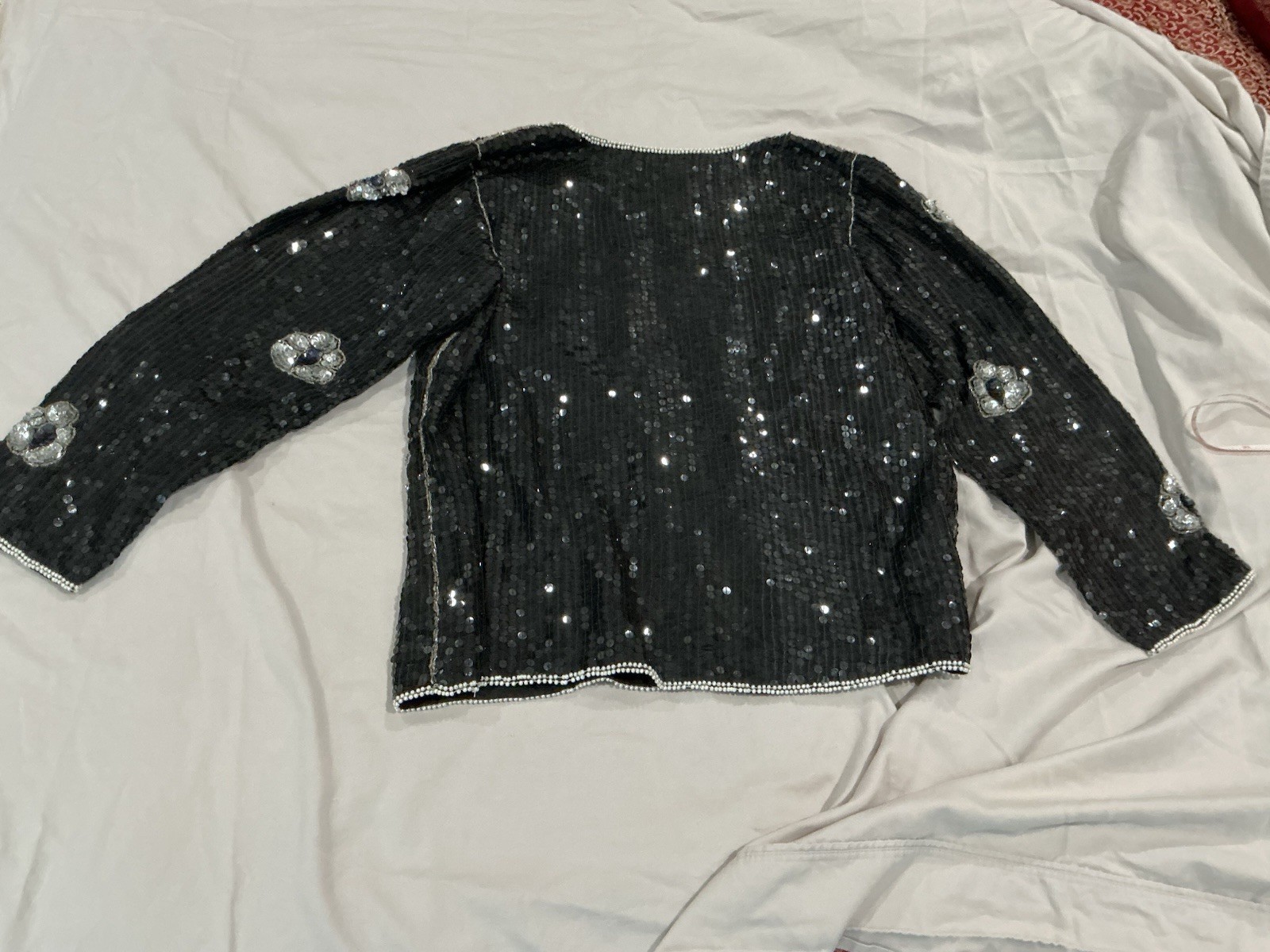Vintage Joseph Le Bon Silk Beaded Sequin Blouse Top Large Evening Wear ￼